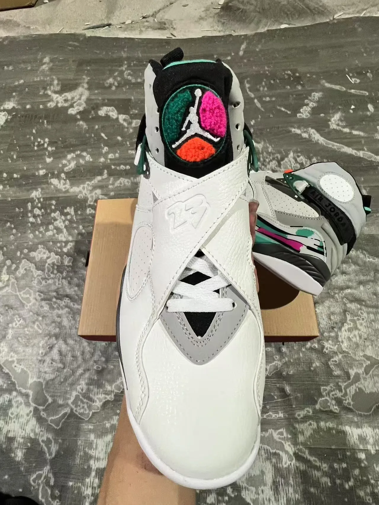 Air Jordan 8 Blanc Turquoise Rose Noir Chaussures de Basketball 3