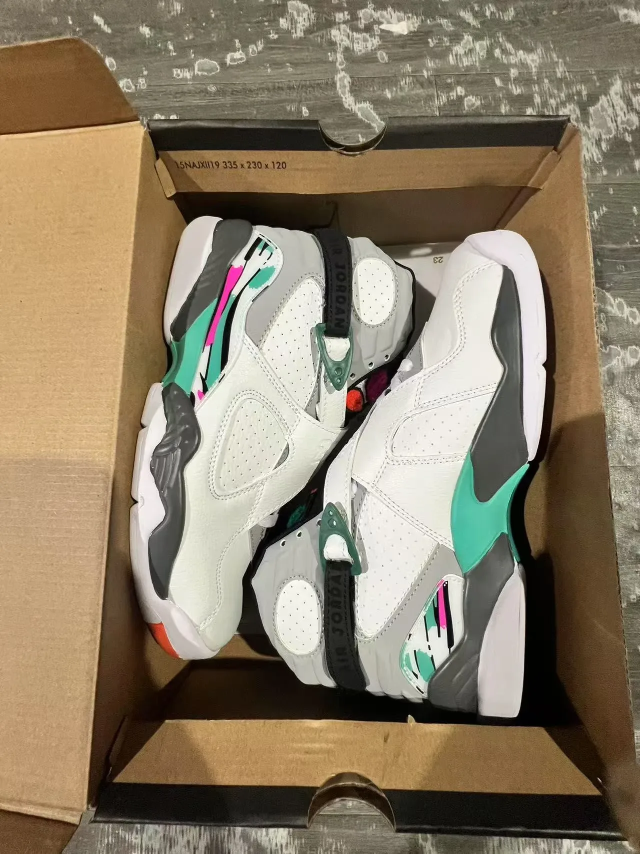 Air Jordan 8 Blanc Turquoise Rose Noir Chaussures de Basketball 9