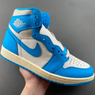 Air Jordan Blue Beige High-Top Leather Upper Basketball Shoes