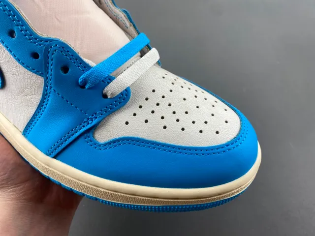 Air Jordan Blue Beige High-Top Leather Upper Basketball Shoes 2