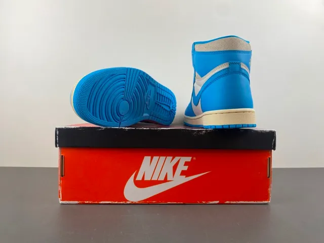 Air Jordan Blue Beige High-Top Leather Upper Basketball Shoes 16