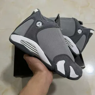 Air Jordan Gray White High-Top Silhouette Layered Suede And Mesh Upper Basketball Shoes