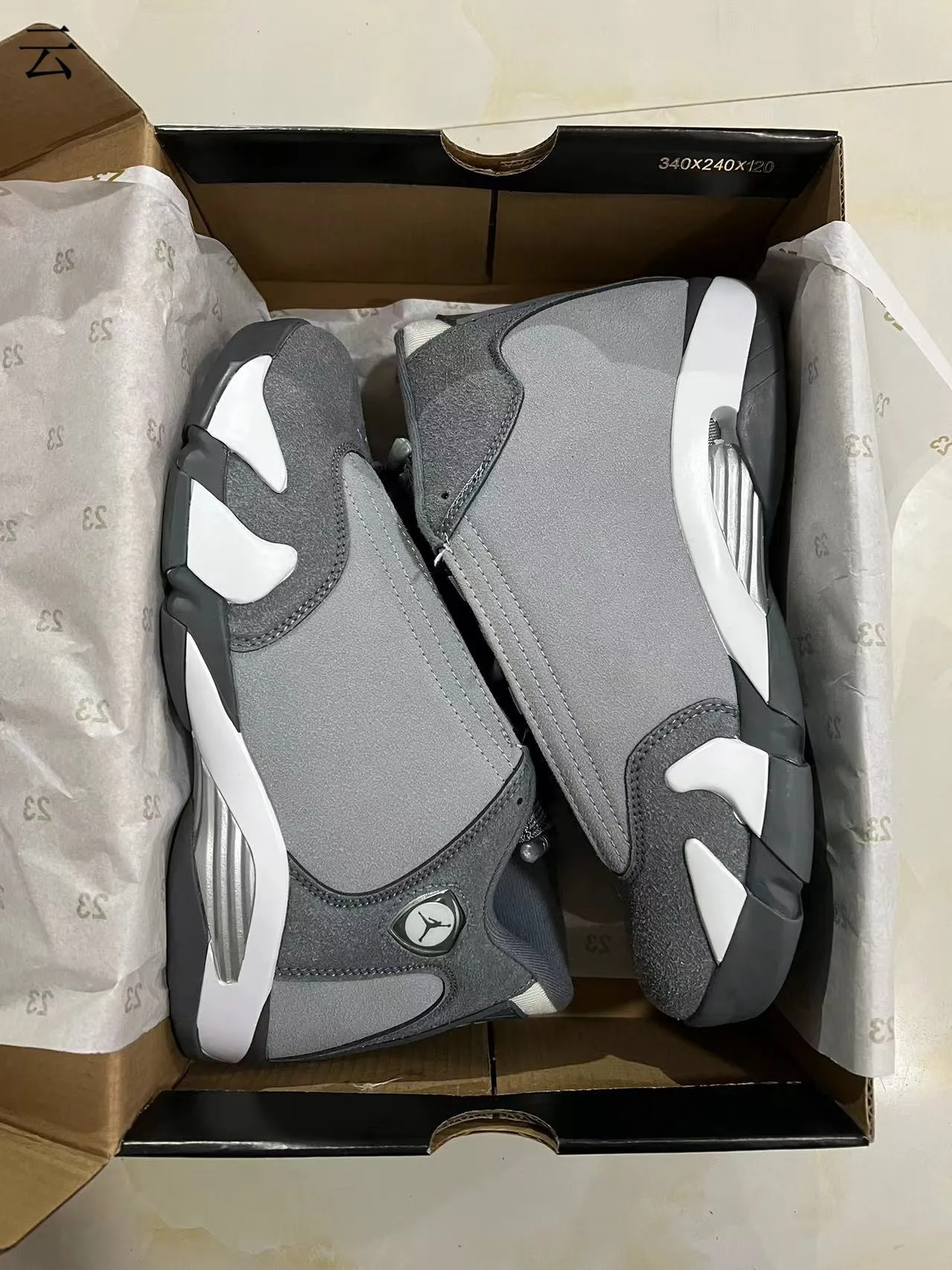 Air Jordan Gray White High-Top Silhouette Layered Suede And Mesh Upper Basketball Shoes 8