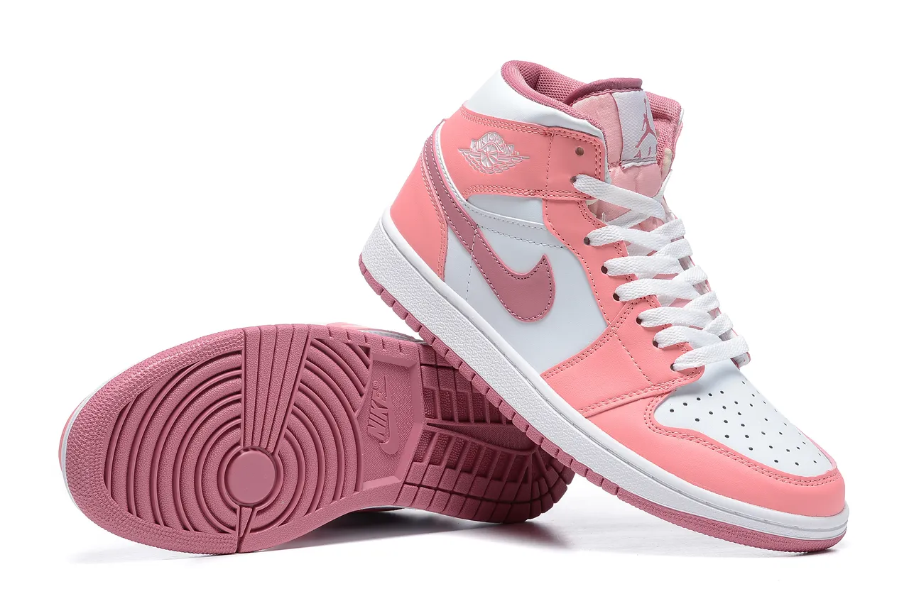 Air Jordan Pink White High-Top Perforated Toe Basketball Shoes 2