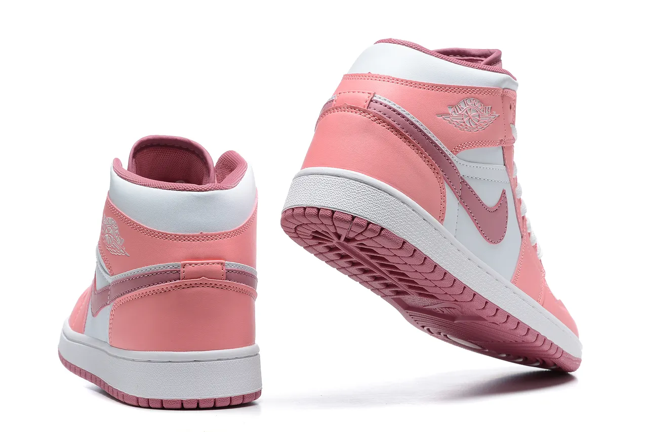 Air Jordan Pink White High-Top Perforated Toe Basketball Shoes 3