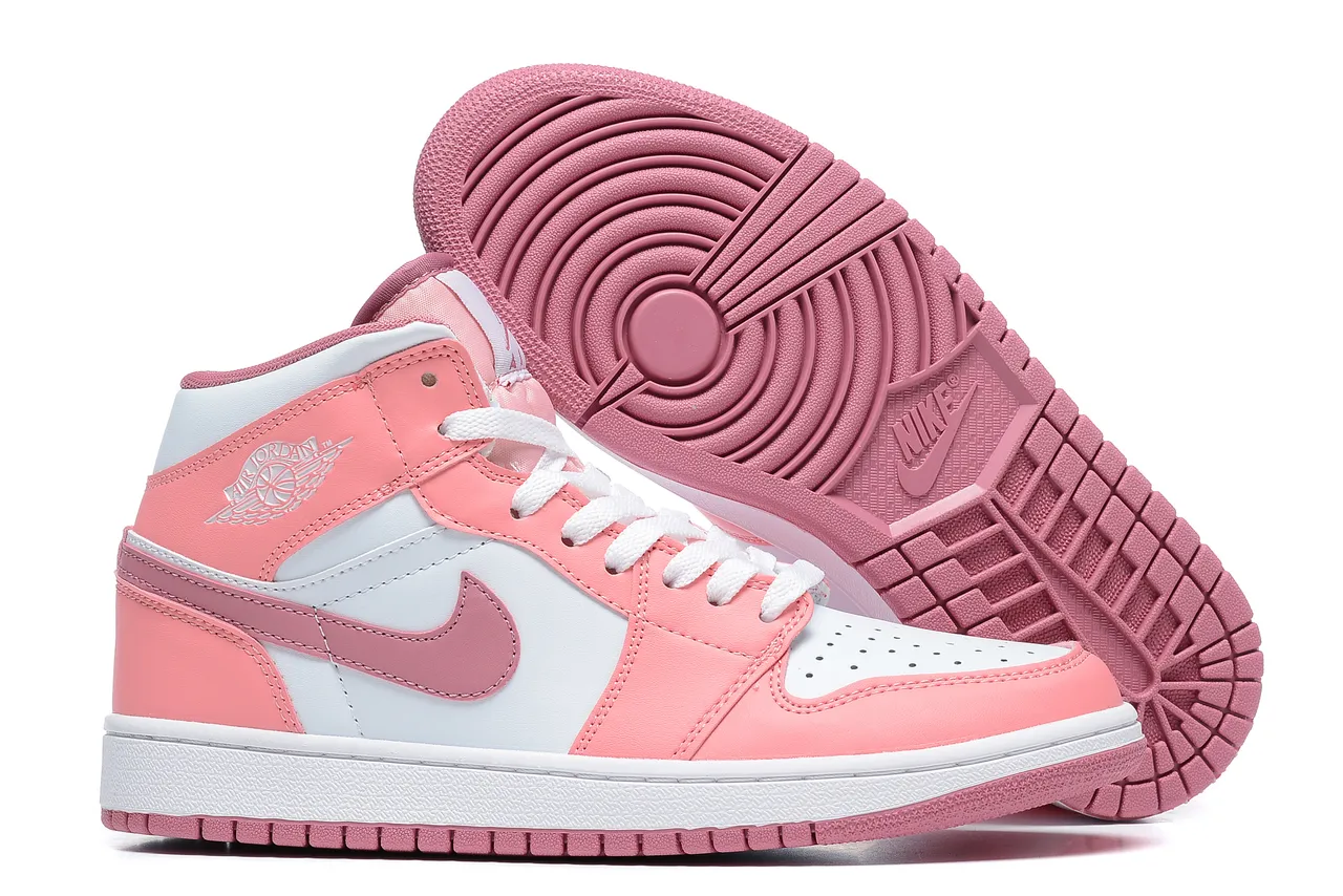 Air Jordan Pink White High-Top Perforated Toe Basketball Shoes 4