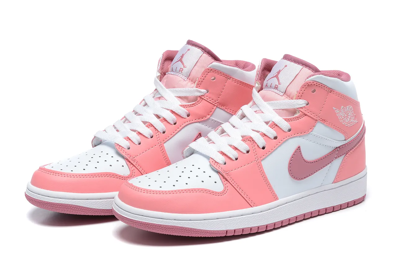 Air Jordan Pink White High-Top Perforated Toe Basketball Shoes 5
