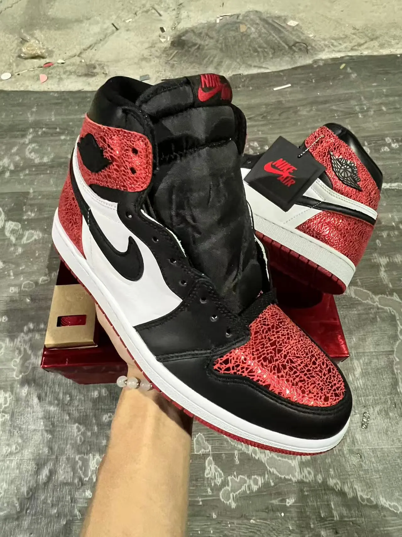 Air Jordan Red Black High-Top Textured Mesh Basketball Shoes 2