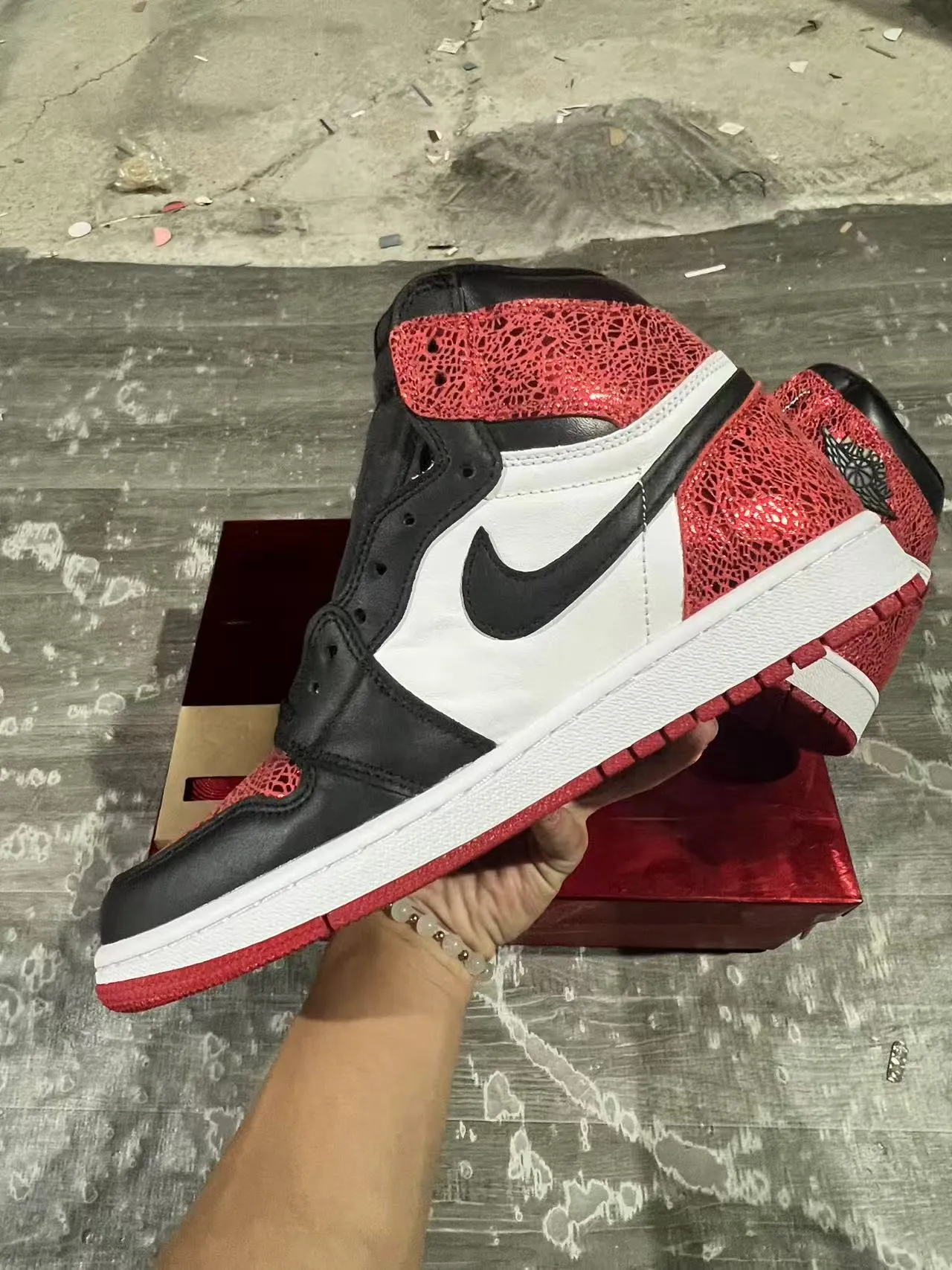 Air Jordan Red Black High-Top Textured Mesh Basketball Shoes 5