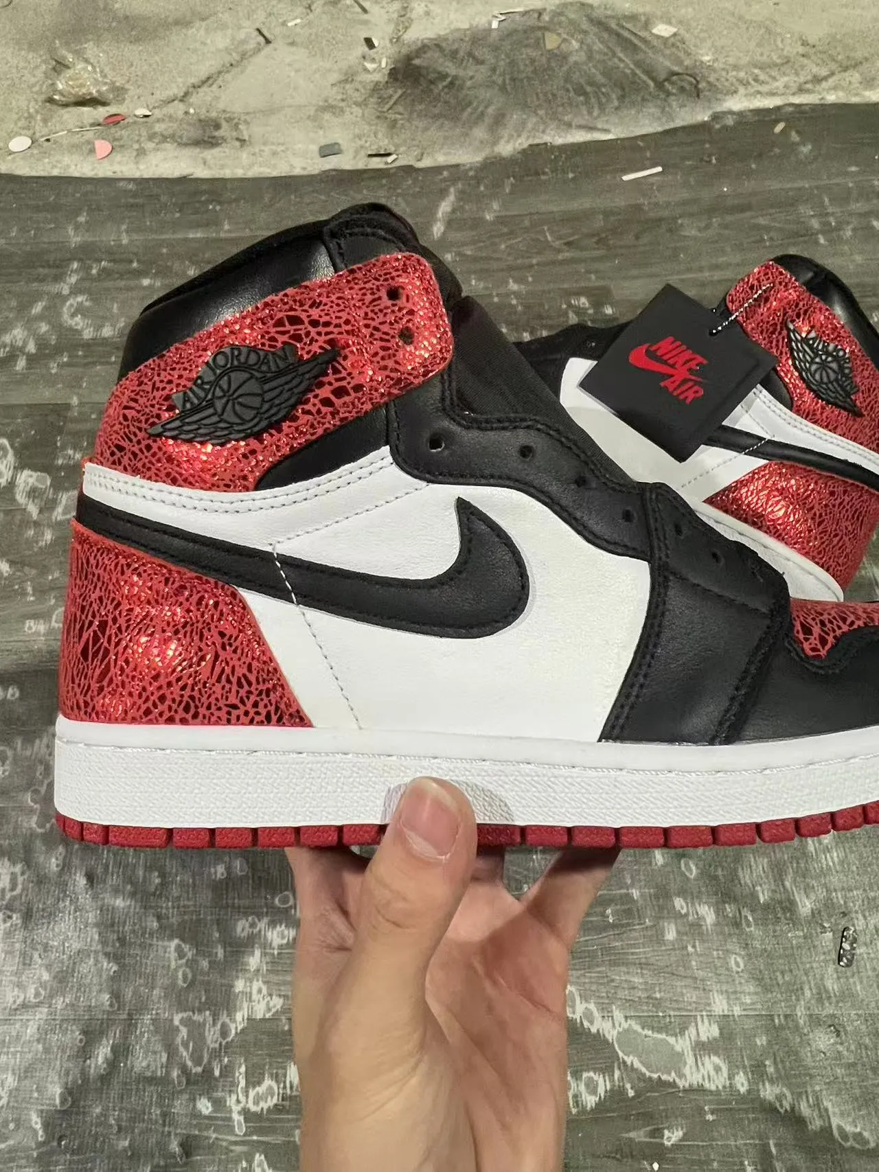 Air Jordan Red Black High-Top Textured Mesh Basketball Shoes 7