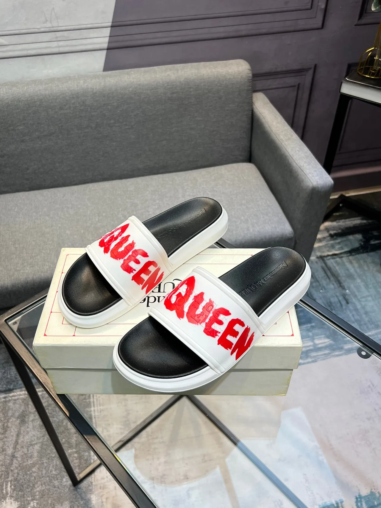 Alexander McQueen McQ Slide White Red Black Slippers 3