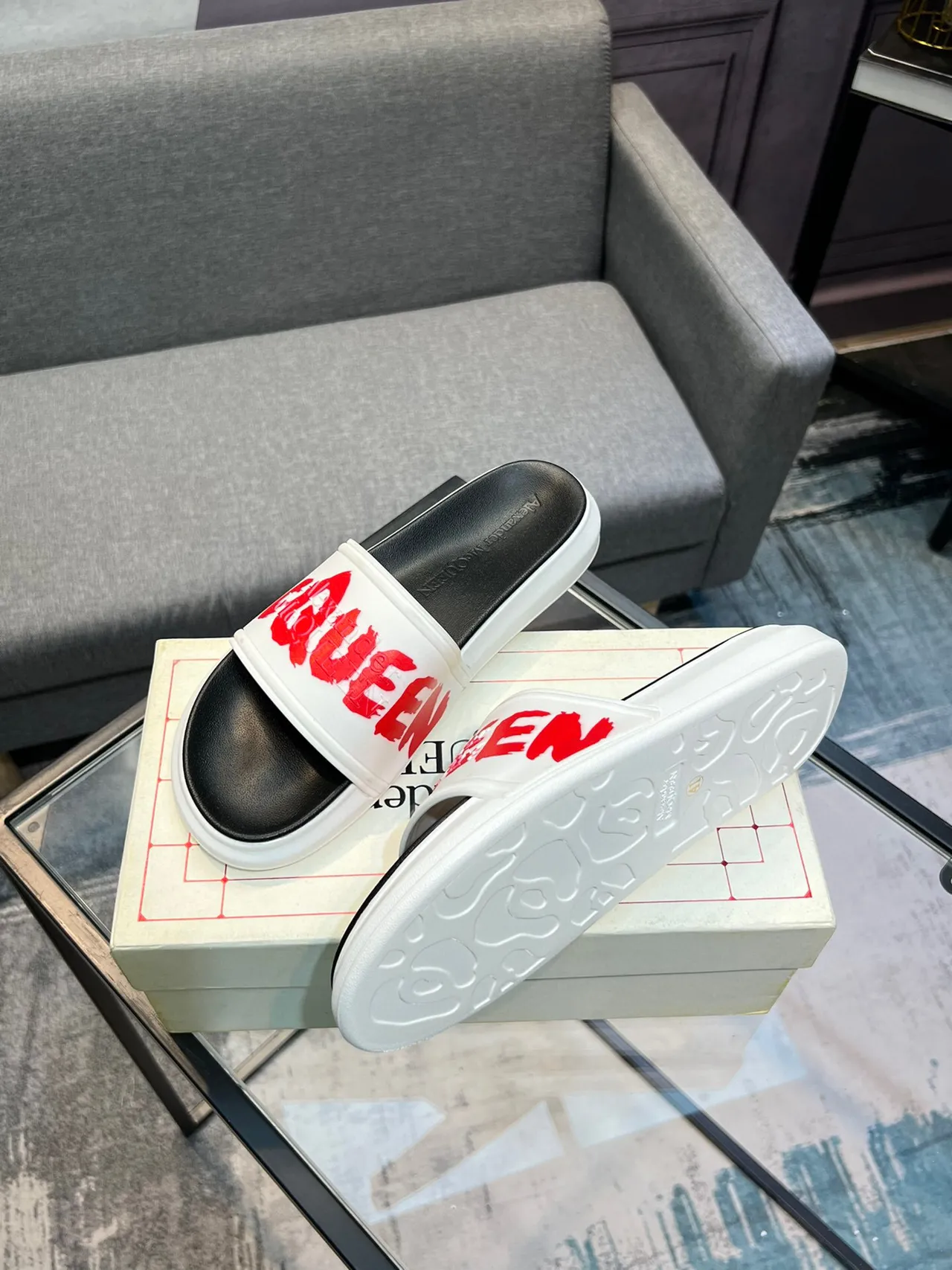 Alexander McQueen McQ Slide White Red Black Slippers 4