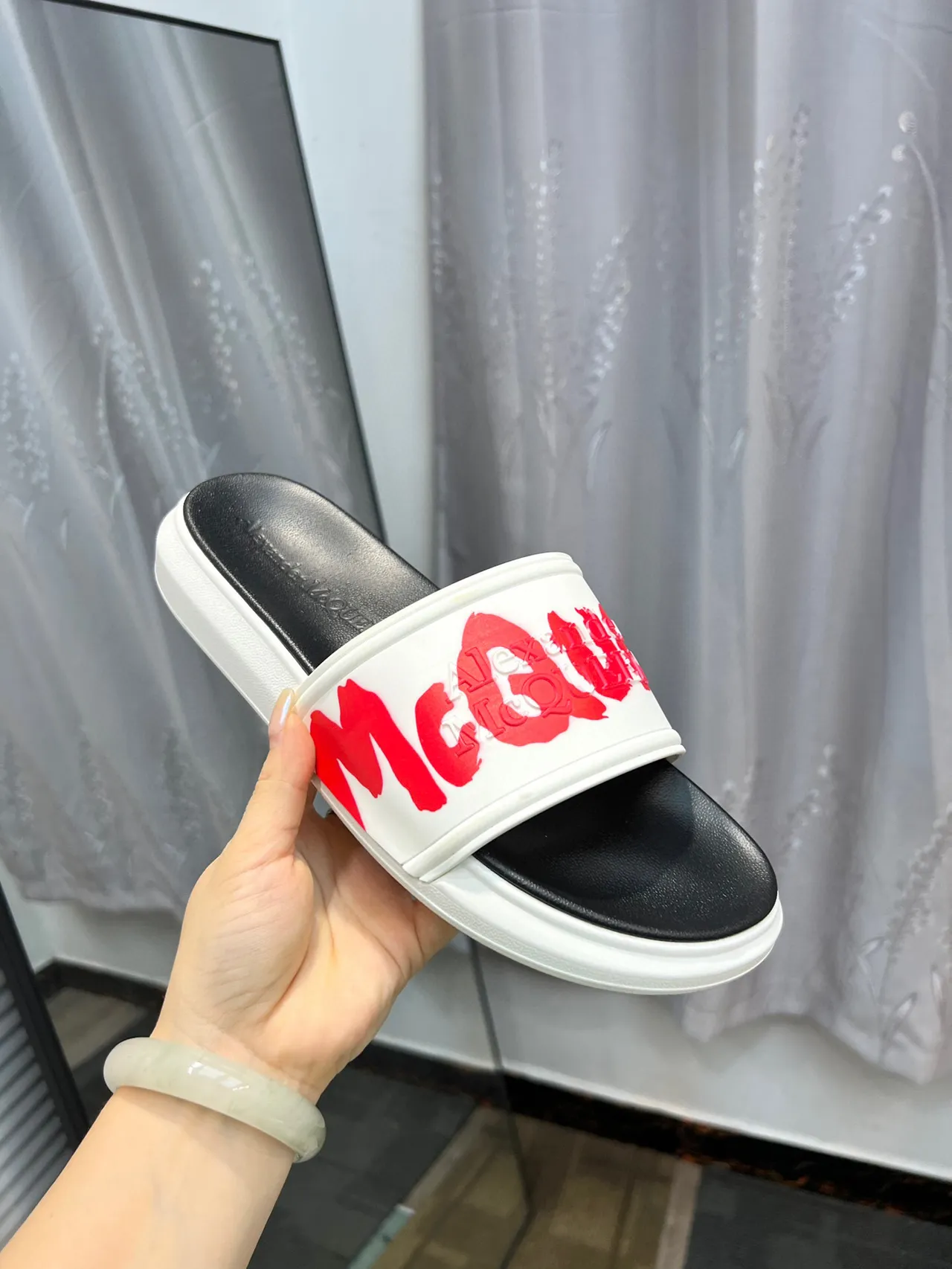 Alexander McQueen McQ Slide White Red Black Slippers 6
