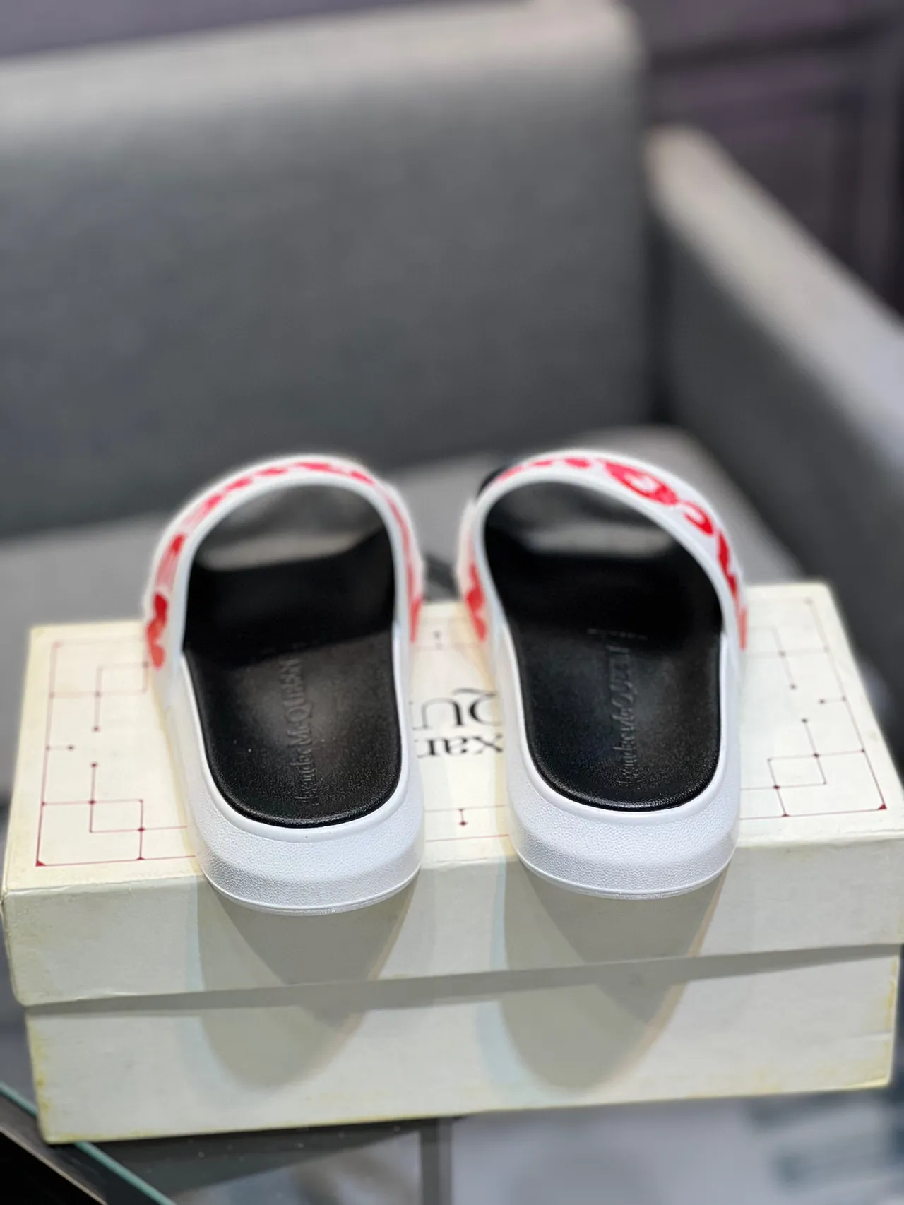 Alexander McQueen McQ Slide White Red Black Slippers 8