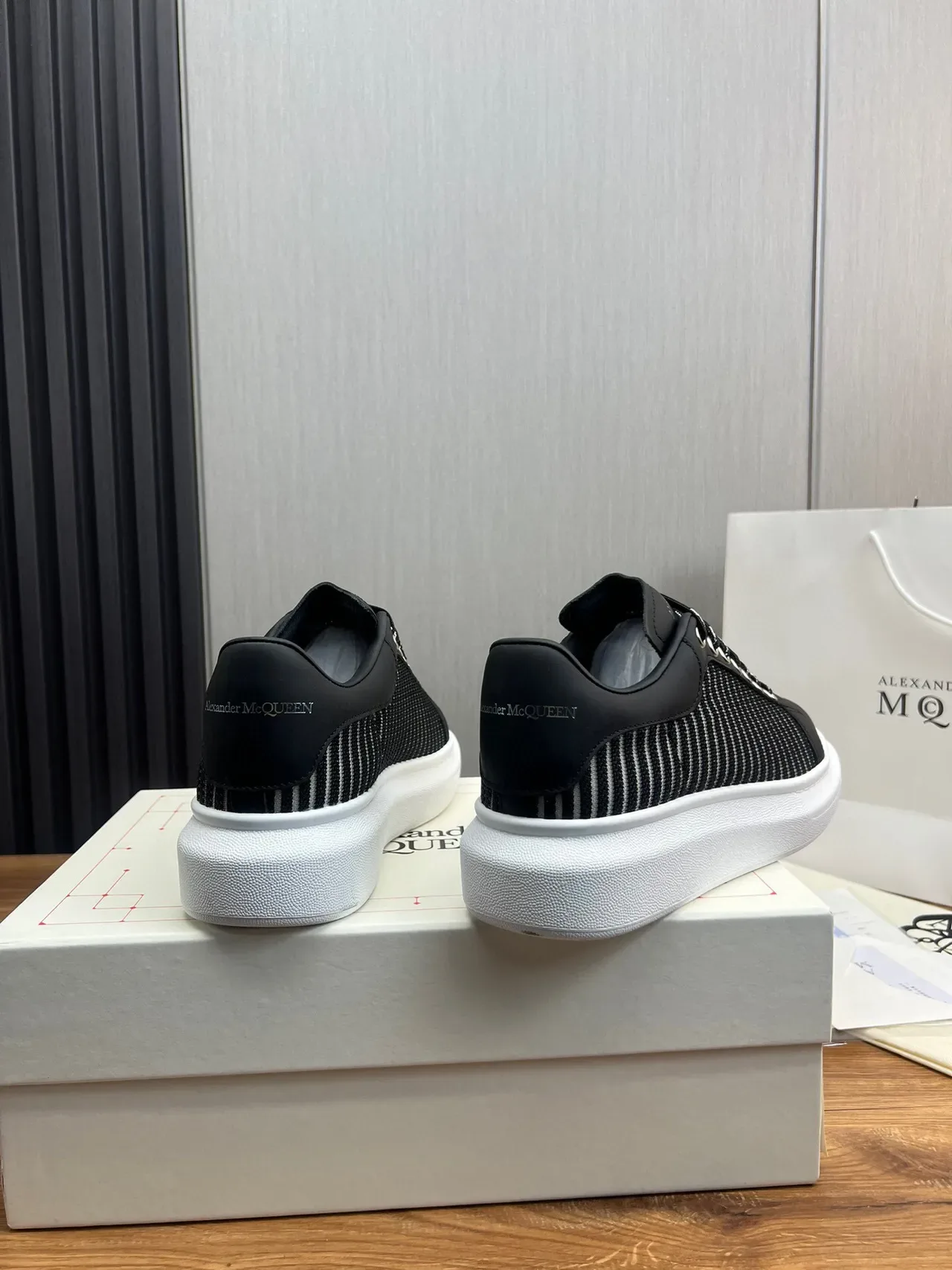 Alexander McQueen Oversized Sneaker Black and White Striped Chunky Sneaker 3