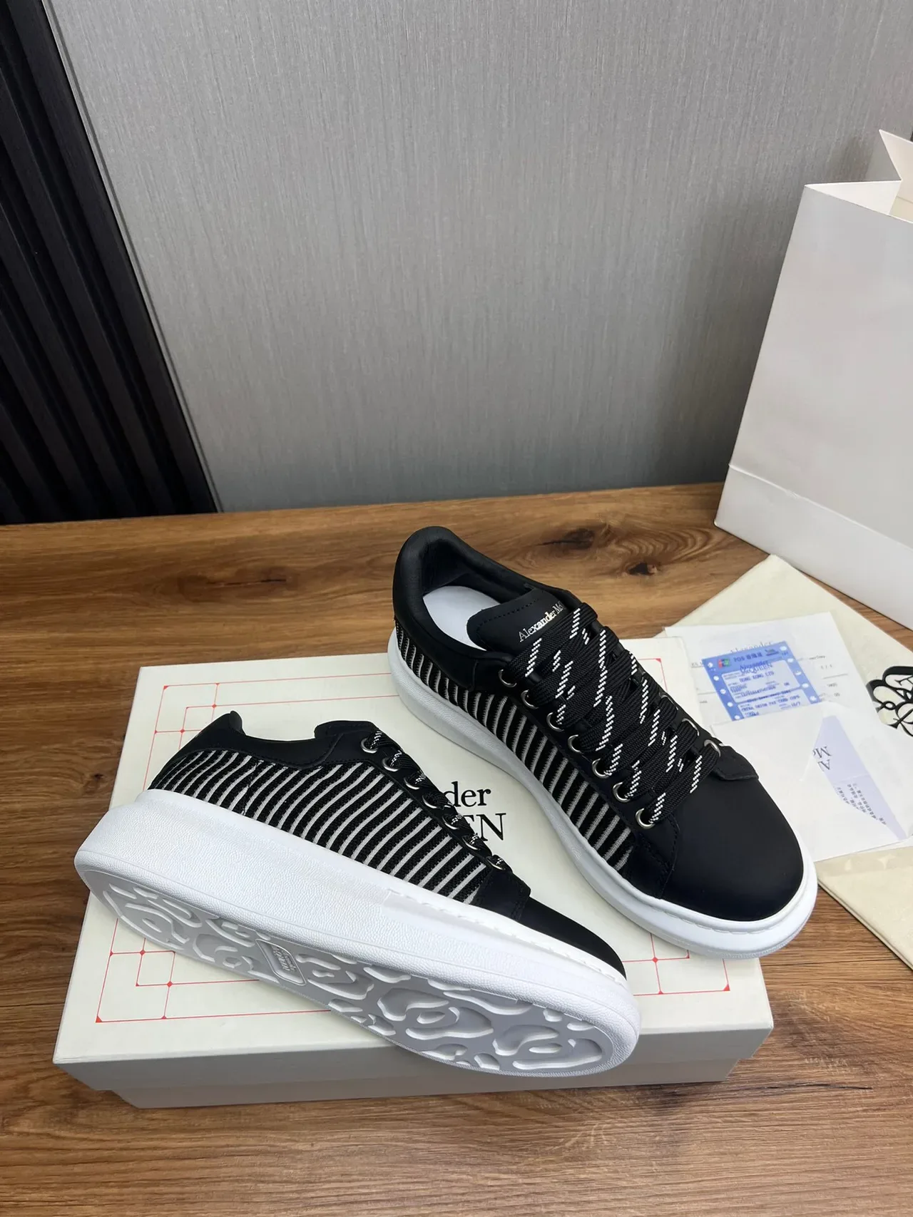 Alexander McQueen Oversized Sneaker Black and White Striped Chunky Sneaker 4