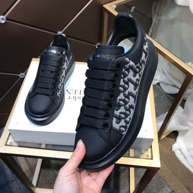 Alexander McQueen Oversized Sneaker Black Gray Monogram Lifestyle Sneakers 3
