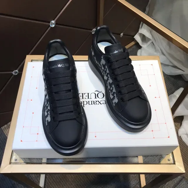 Alexander McQueen Oversized Sneaker Black Gray Monogram Lifestyle Sneakers 6