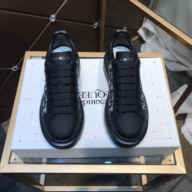 Alexander McQueen Oversized Sneaker Black Gray Monogram Lifestyle Sneakers 8