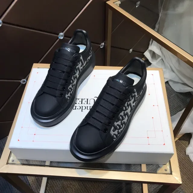 Alexander McQueen Oversized Sneaker Black Gray Monogram Lifestyle Sneakers 9