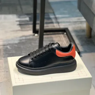 Alexander McQueen Oversized Sneaker Black Orange Platform Sole Smooth Leather Upper Lifestyle Sneakers