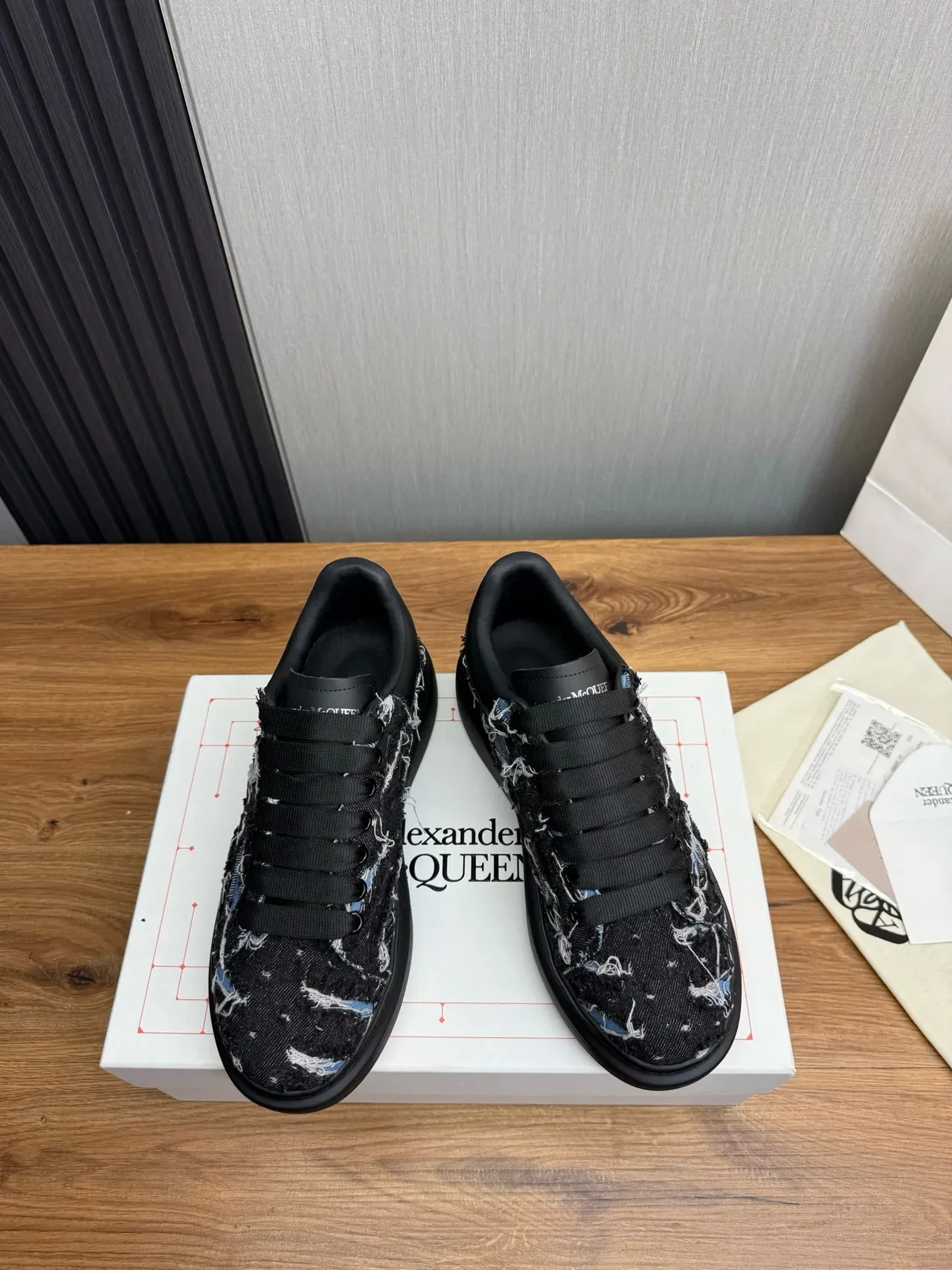 Alexander McQueen Oversized Sneaker Black Woven Textile Lifestyle Sneakers 2