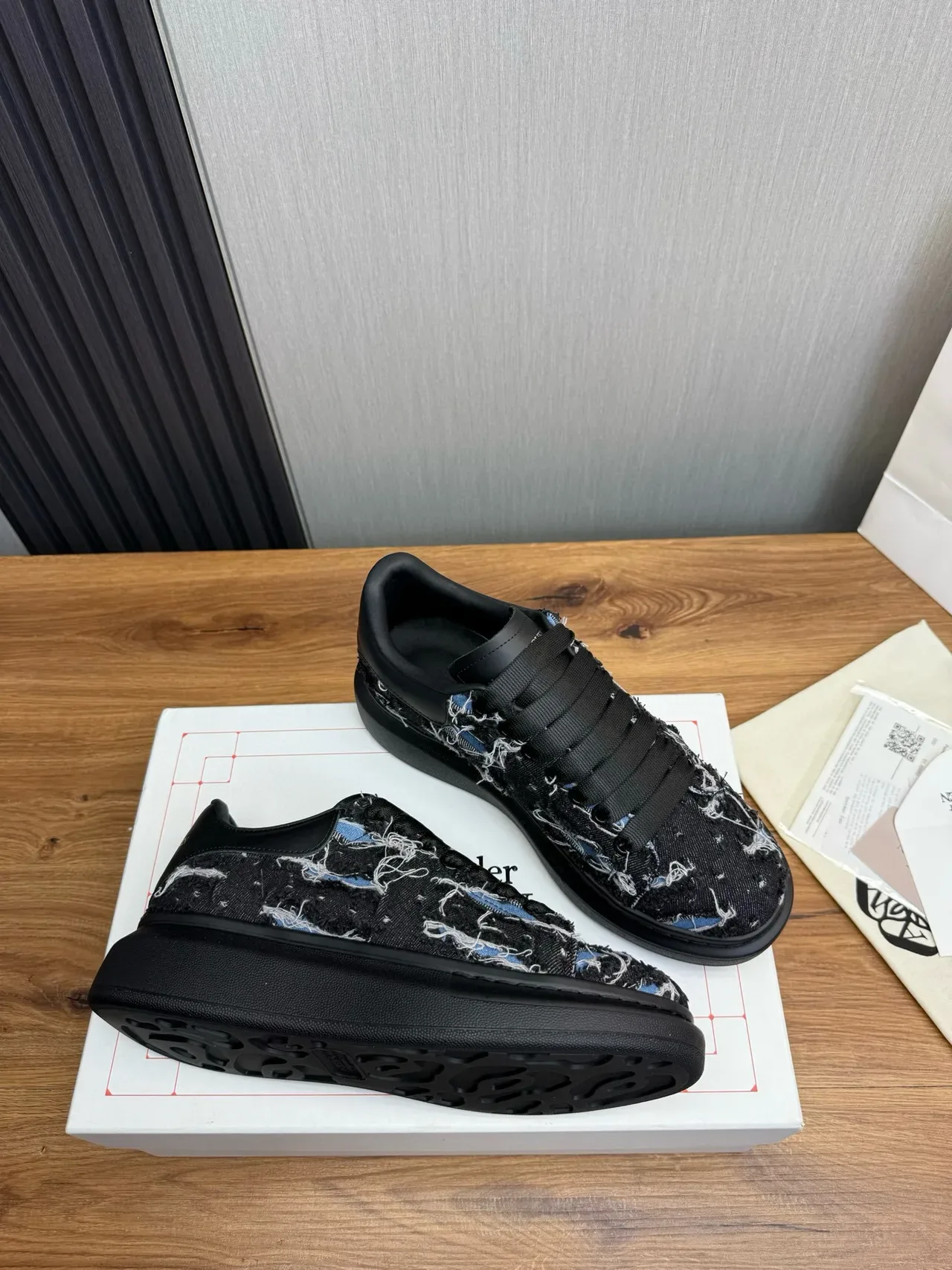 Alexander McQueen Oversized Sneaker Black Woven Textile Lifestyle Sneakers 5