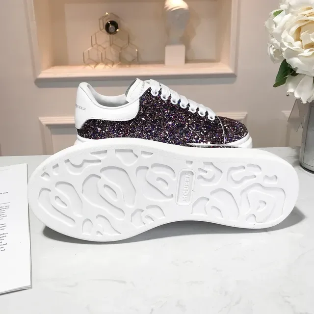 Alexander McQueen Oversized Sneaker Multicolor Glitter White Lifestyle Sneakers 1