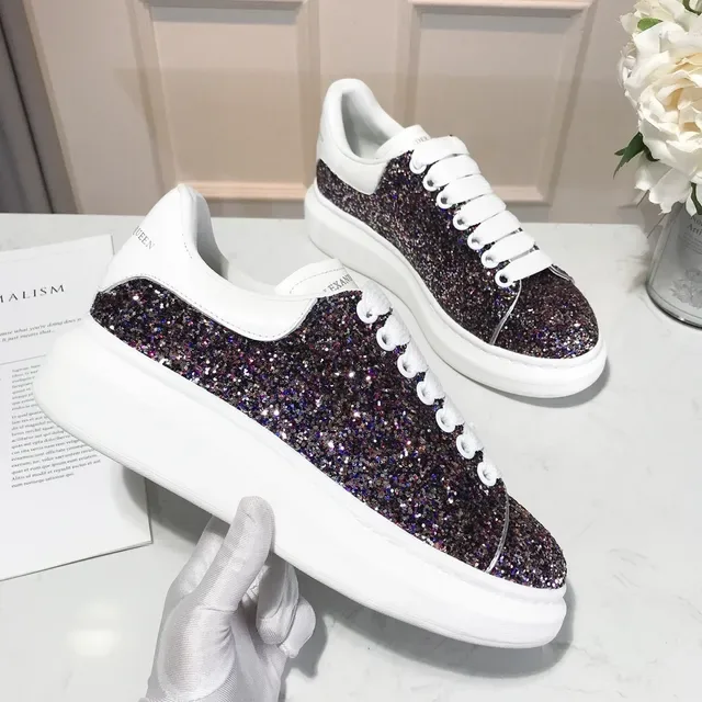 Alexander McQueen Oversized Sneaker Multicolor Glitter White Lifestyle Sneakers 4