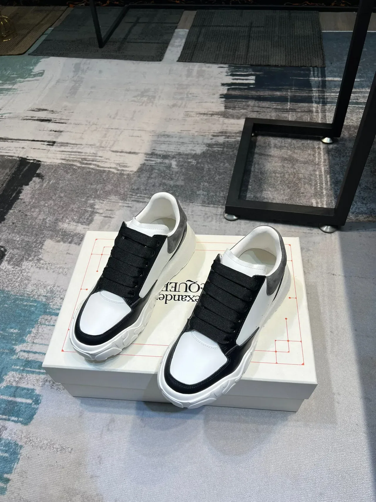 Alexander McQueen Oversized Sneaker White Black Gray Chunky Sneakers 5