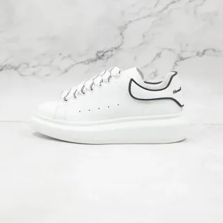 Alexander McQueen Oversized Sneaker White Black Platform Sole Minimal Perforated Vamp Lifestyle Sneakers