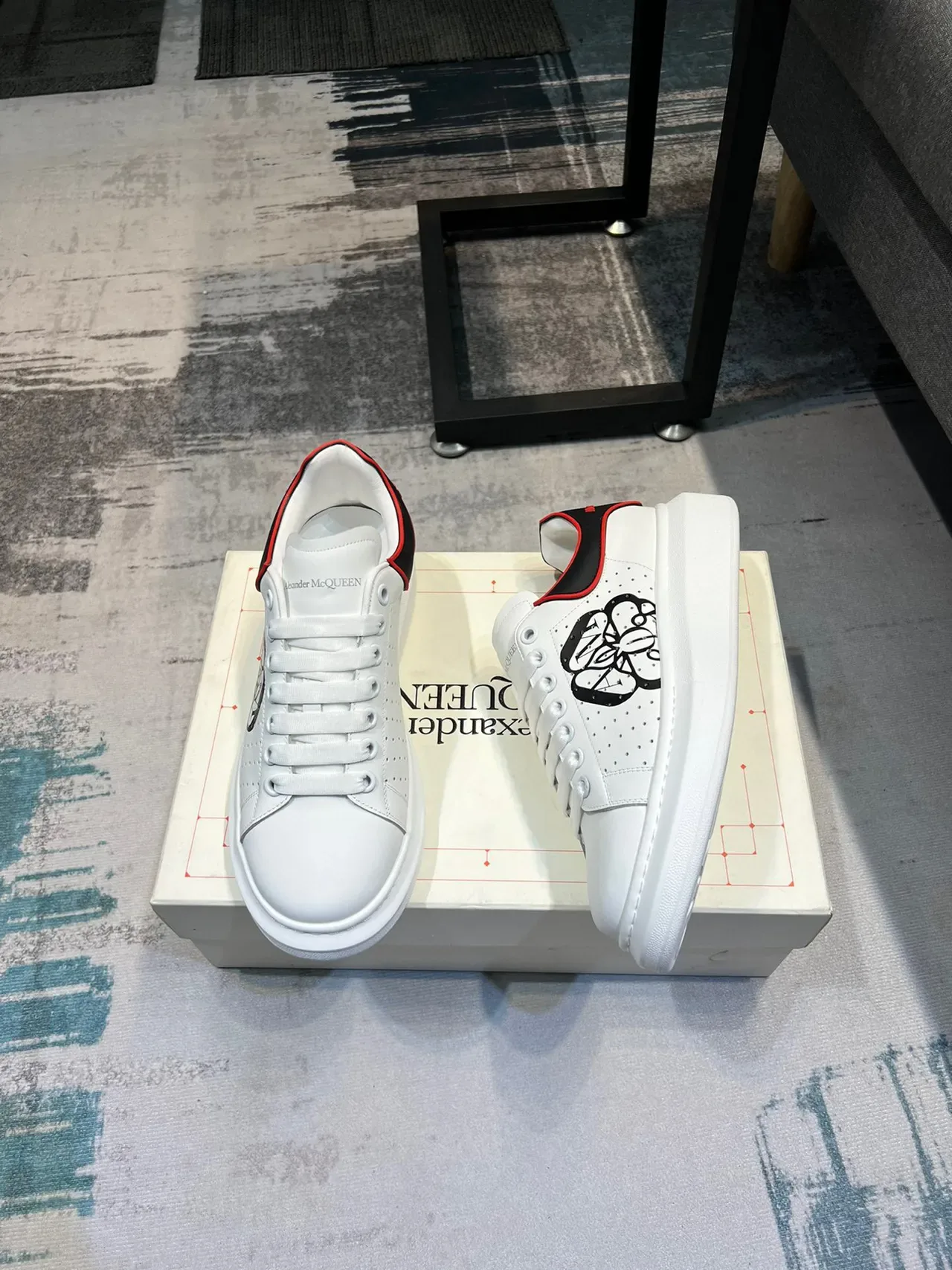 Alexander McQueen Oversized Sneaker White Black Red Lifestyle Sneakers 4
