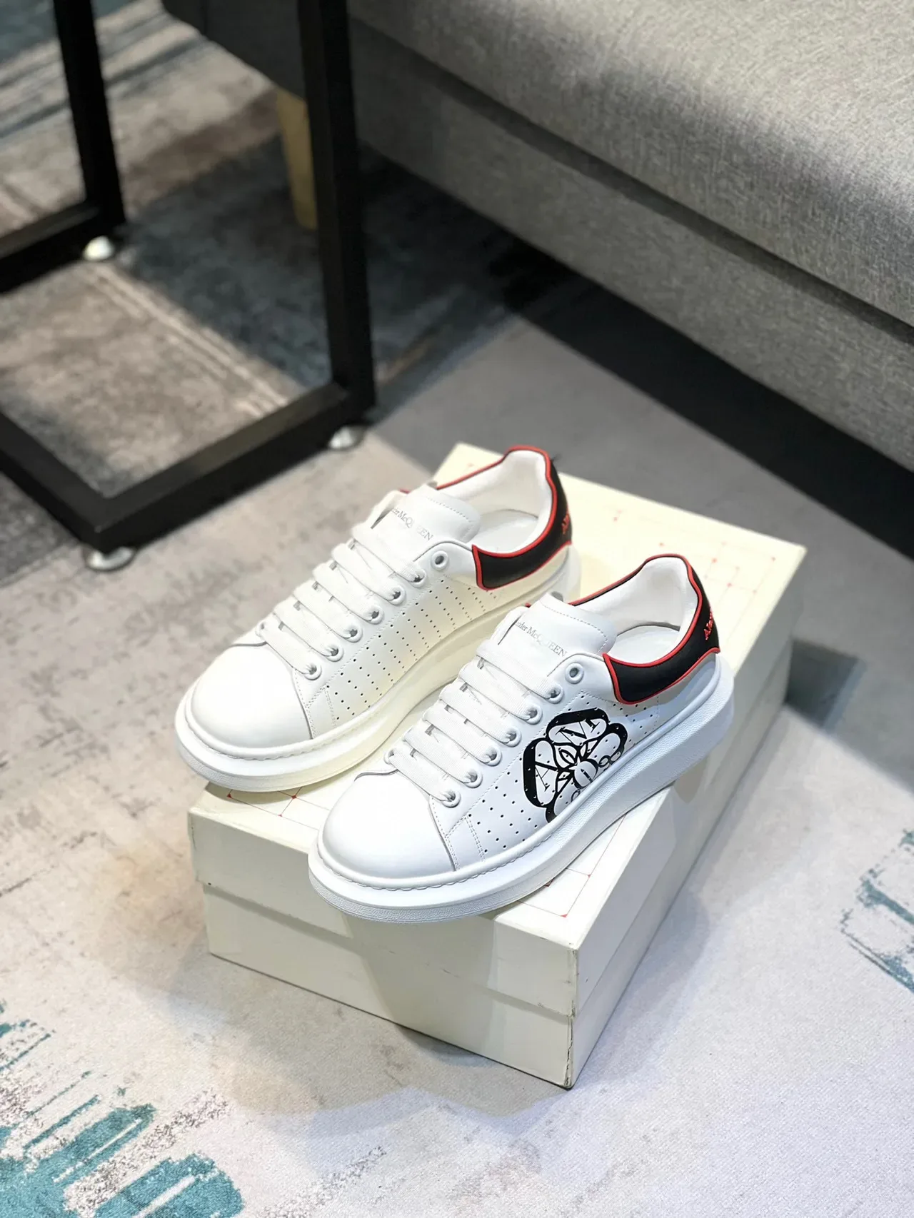 Alexander McQueen Oversized Sneaker White Black Red Lifestyle Sneakers 5