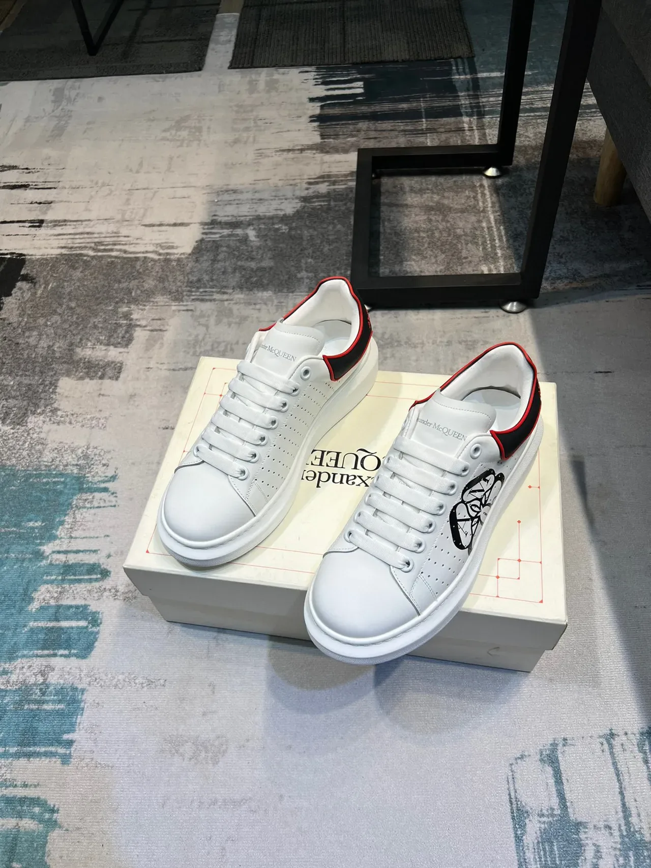 Alexander McQueen Oversized Sneaker White Black Red Lifestyle Sneakers 6