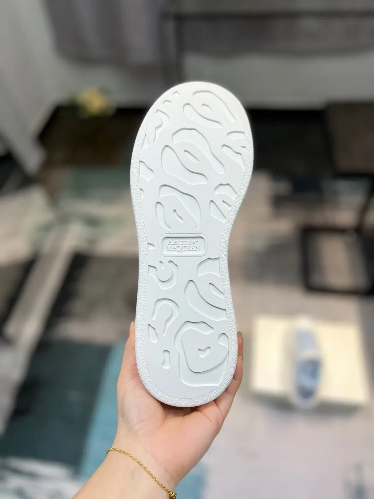 Alexander McQueen Oversized Sneaker White Blue Platform Sole Smooth Leather Upper Lifestyle Sneakers 2