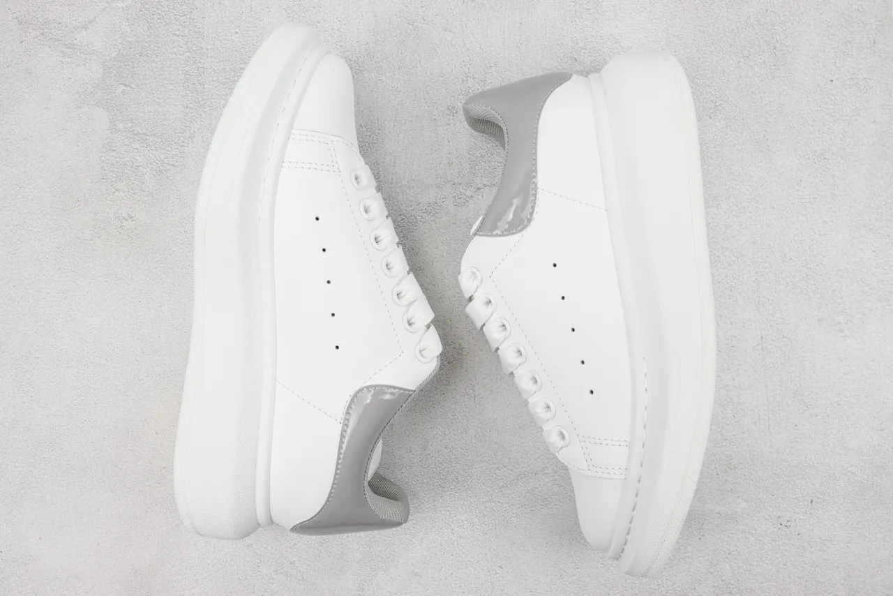 Alexander McQueen Oversized Sneaker White Gray Platform Sole Smooth Leather Upper Lifestyle Sneakers 2