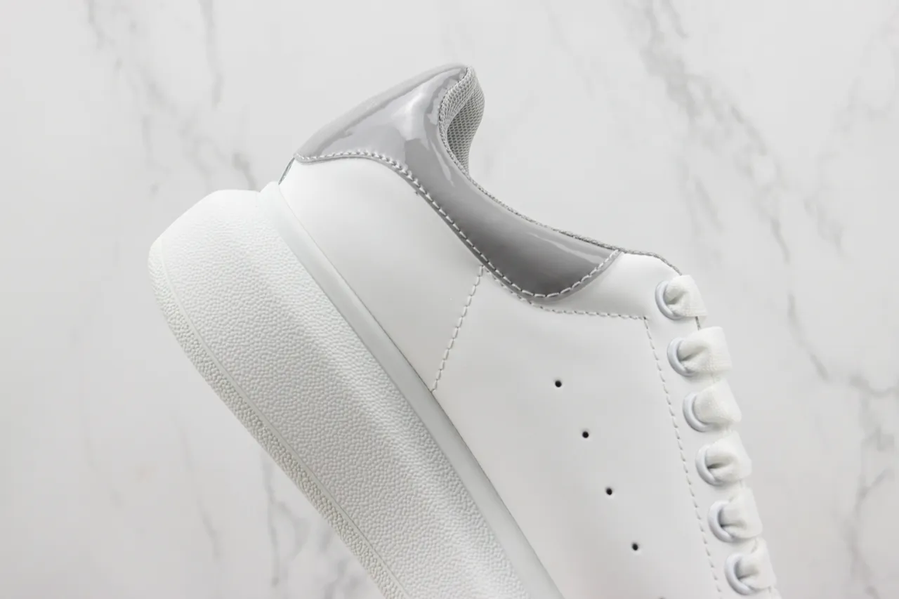 Alexander McQueen Oversized Sneaker White Gray Platform Sole Smooth Leather Upper Lifestyle Sneakers 5