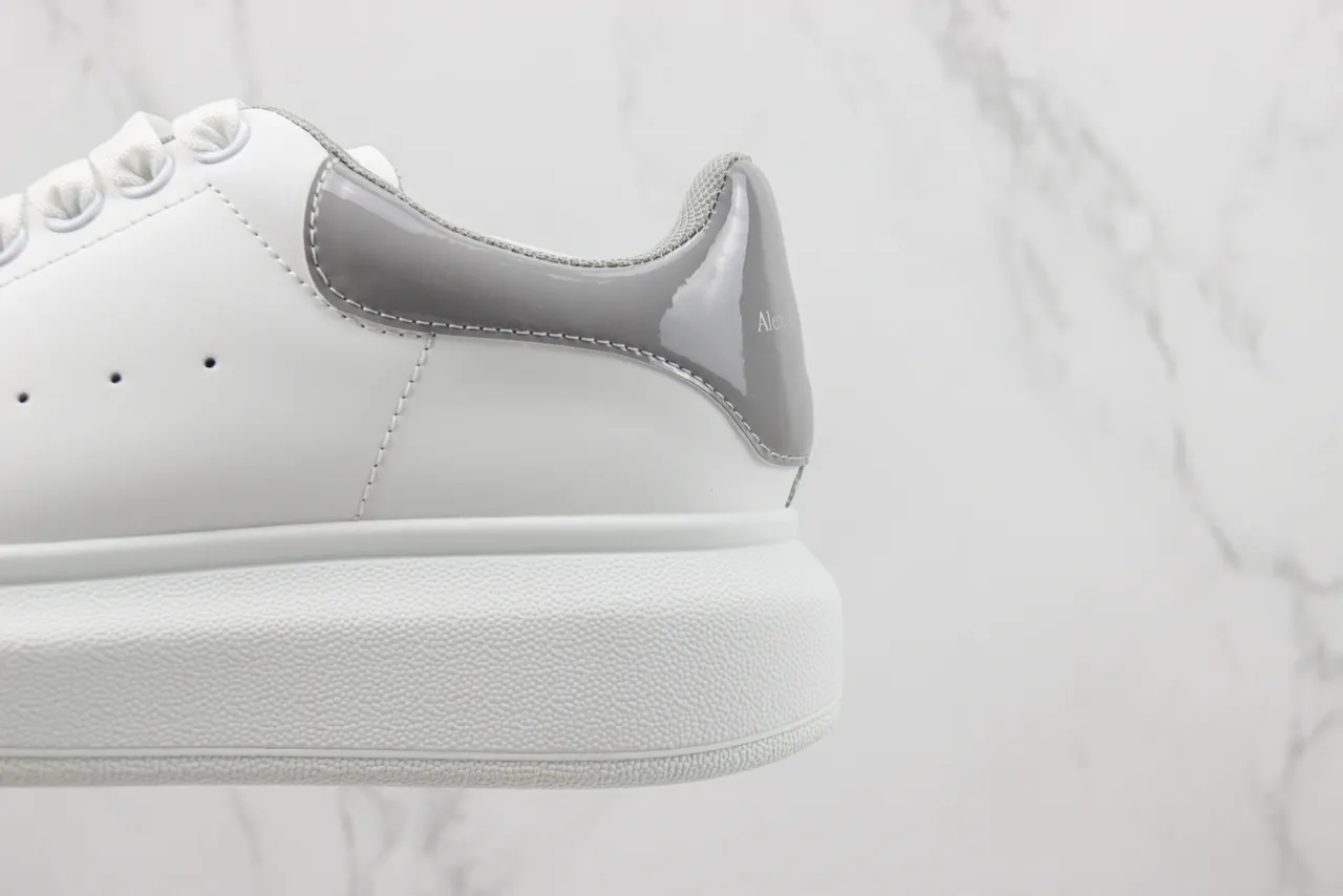 Alexander McQueen Oversized Sneaker White Gray Platform Sole Smooth Leather Upper Lifestyle Sneakers 7
