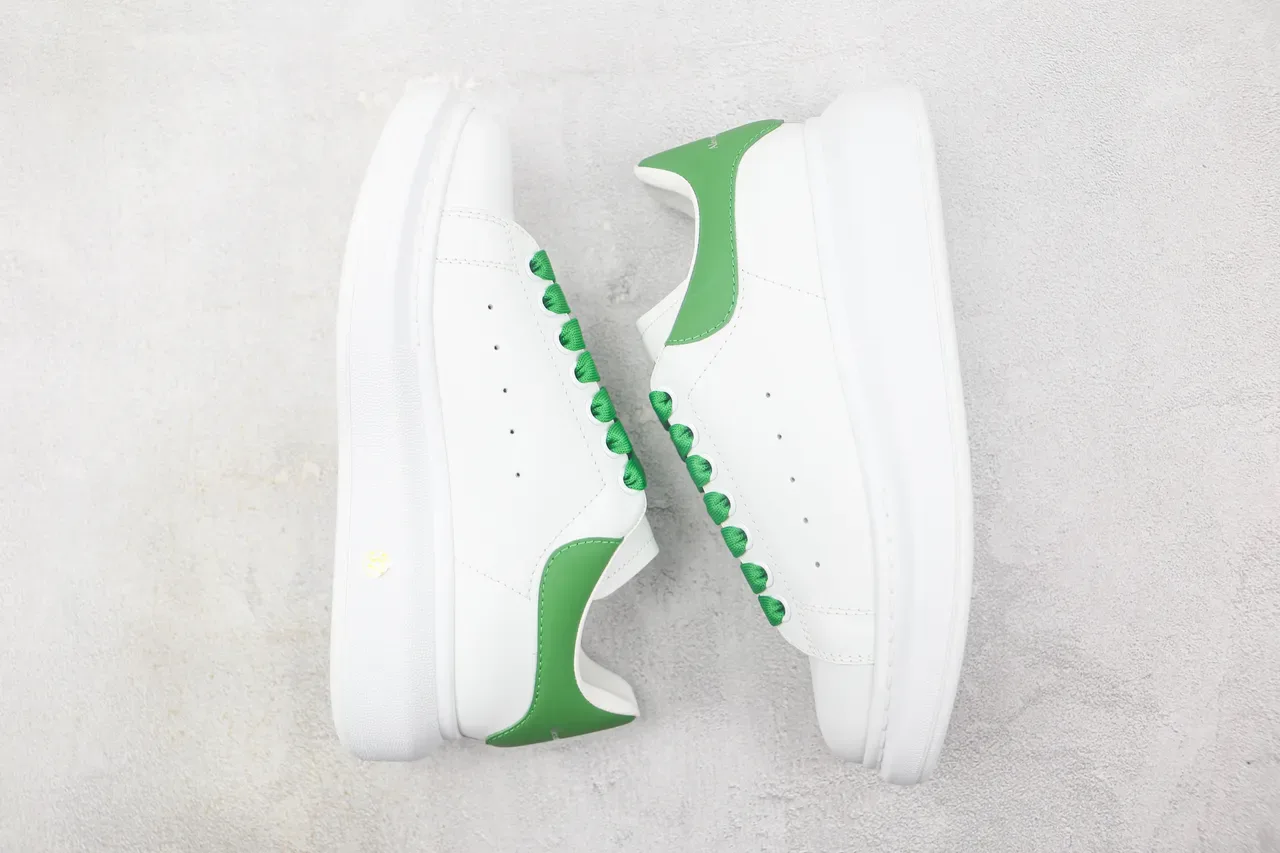 Alexander McQueen Oversized Sneaker White Green Platform Sole Leather Upper Lifestyle Sneakers 2