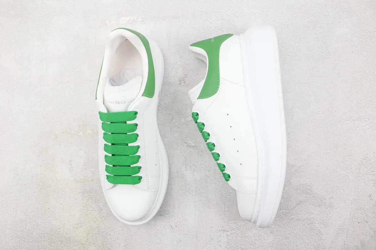 Alexander McQueen Oversized Sneaker White Green Platform Sole Leather Upper Lifestyle Sneakers 3