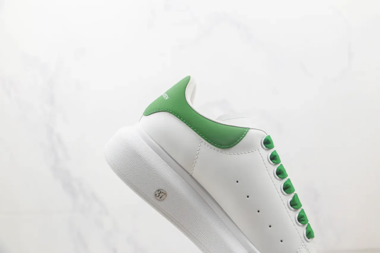 Alexander McQueen Oversized Sneaker White Green Platform Sole Leather Upper Lifestyle Sneakers 5