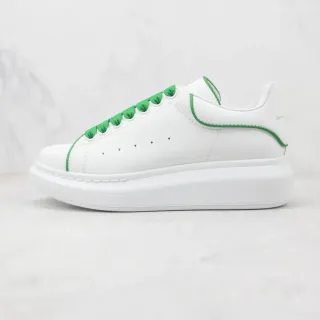Alexander McQueen Oversized Sneaker White Green Platform Sole Smooth Leather Upper Lifestyle Sneakers