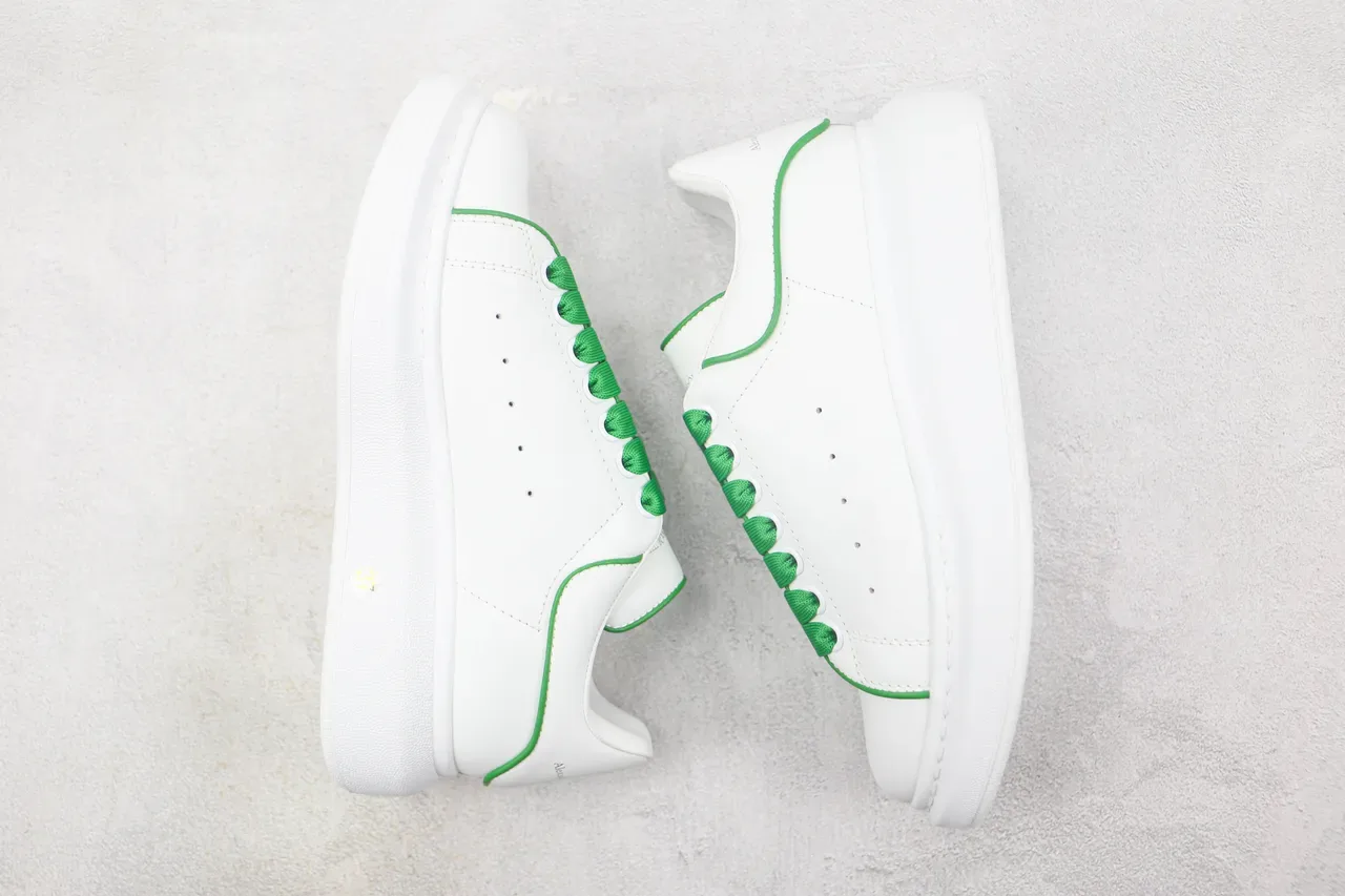 Alexander McQueen Oversized Sneaker White Green Platform Sole Smooth Leather Upper Lifestyle Sneakers 2