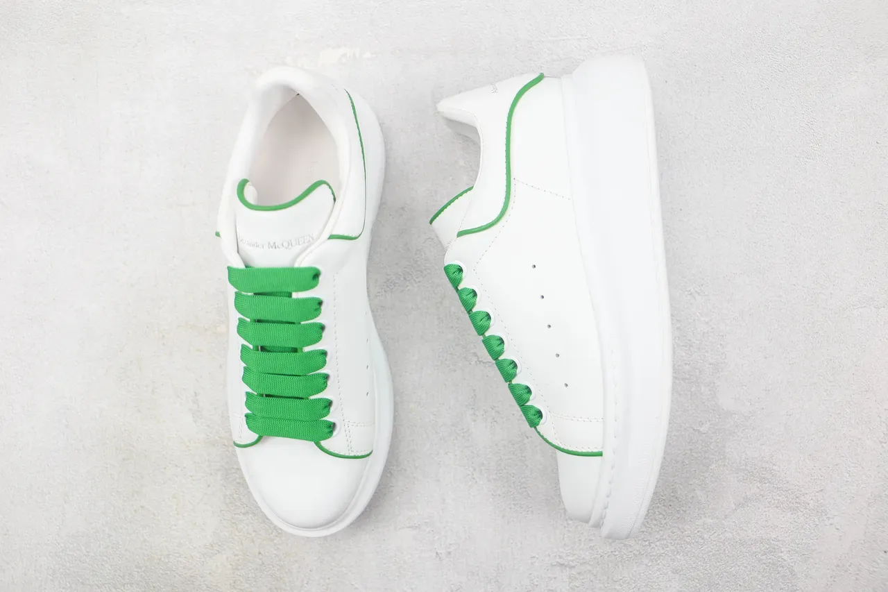 Alexander McQueen Oversized Sneaker White Green Platform Sole Smooth Leather Upper Lifestyle Sneakers 3