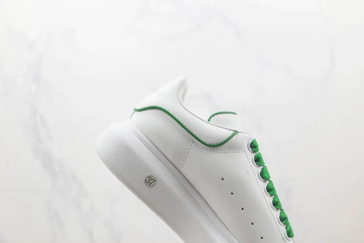 Alexander McQueen Oversized Sneaker White Green Platform Sole Smooth Leather Upper Lifestyle Sneakers 5