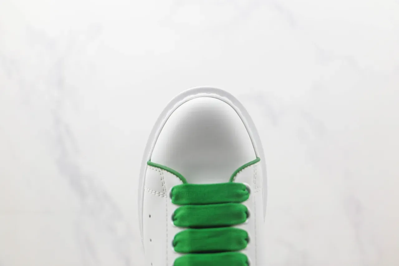Alexander McQueen Oversized Sneaker White Green Platform Sole Smooth Leather Upper Lifestyle Sneakers 6