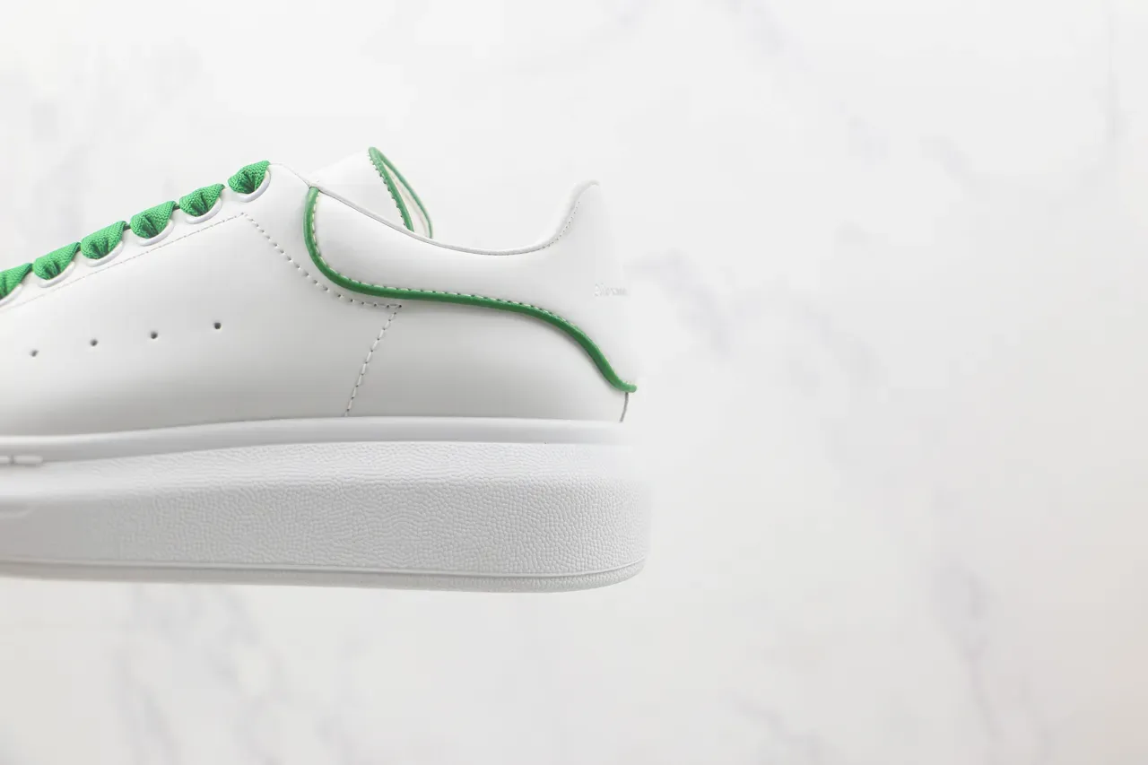 Alexander McQueen Oversized Sneaker White Green Platform Sole Smooth Leather Upper Lifestyle Sneakers 7