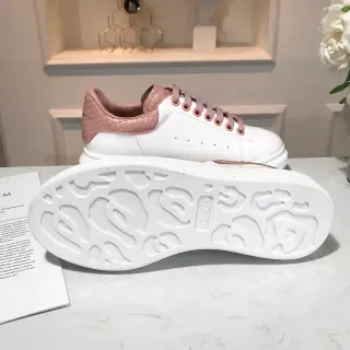 Alexander McQueen Oversized Sneaker White Pink Sculpted Sole Snakeskin Heel Tab Lifestyle Sneakers