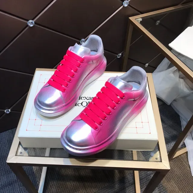 Alexander McQueen Pink Red Oversized Platform Sole Gradient Metallic Upper Lifestyle Sneakers 2