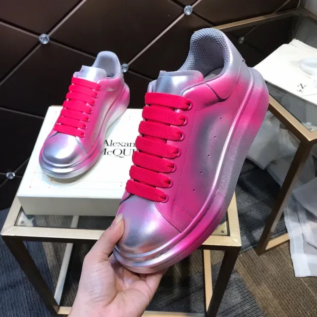 Alexander McQueen Pink Red Oversized Platform Sole Gradient Metallic Upper Lifestyle Sneakers 3